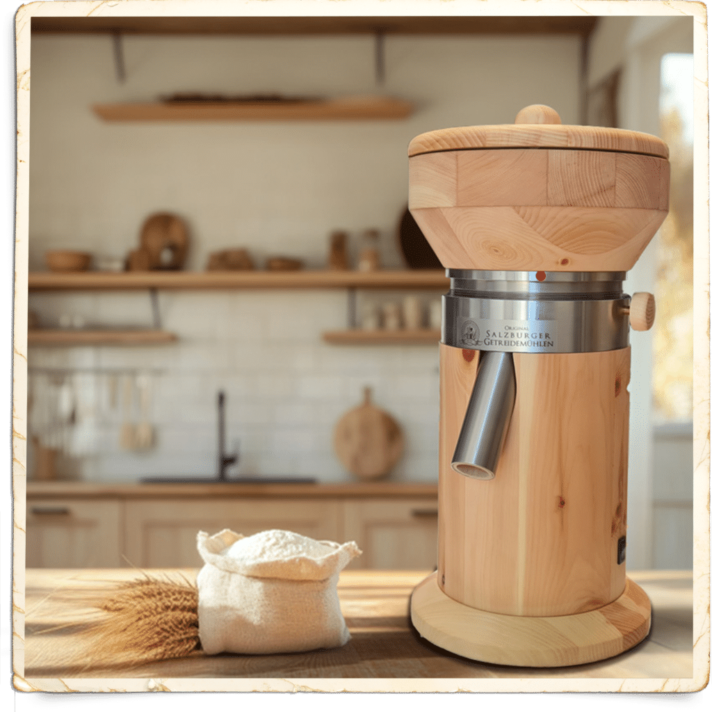 Salzburger Getreidemuehle MT 12 Zirbe mit Granitmahlstein und Holzmahlkammer